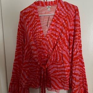 NWT River Island size 14 silky polka dot blouse with front tie.